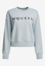 Alexander McQueen Logo Print Crewneck Sweatshirt Light Blue 857405QLAE94602_9d6ad9c9-1469-4fac-855e-f92497e87d47