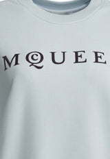 Alexander McQueen Logo Print Crewneck Sweatshirt Light Blue 857405QLAE94602_9d6ad9c9-1469-4fac-855e-f92497e87d47