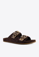 Burberry Double-Buckle Checked Sandals Brown 8118613C1170_SNUG_40017550