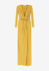 Elisabetta Franchi Belted Draped Maxi Dress Yellow ABR2961E2EV4_Sun_41973254