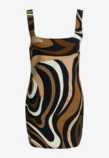 Square-Neck Printed Mini Dress