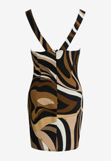 Square-Neck Printed Mini Dress