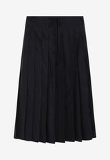 Pleated Midi Skirt with Triangle-Logo