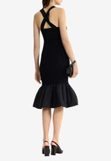 Faille Ruffle-Hem Midi Dress