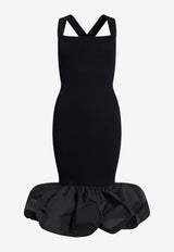 Faille Ruffle-Hem Midi Dress