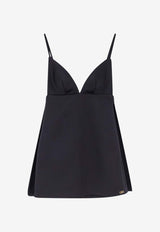 Elisabetta Franchi Daily Satin V-neck Mini Dress Black AB92261E2110_Black_41973243