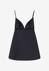 Elisabetta Franchi Daily Satin V-neck Mini Dress Black AB92261E2110_Black_41973243