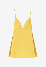 Elisabetta Franchi Daily Satin V-neck Mini Dress Yellow AB92261E2EV4_Sun_41973252