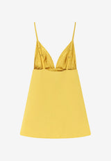 Elisabetta Franchi Daily Satin V-neck Mini Dress Yellow AB92261E2EV4_Sun_41973252