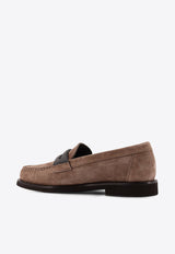 Brunello Cucinelli Monili Embellished Suede Loafers Brown MZSFG3237C8849_SHORE_40000126