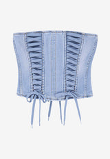 Elisabetta Franchi Corset Denim Cropped Top Blue JT02D61E2192_Clear Blue_41973249