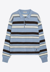 Striped Long-Sleeved Polo T-shirt