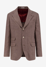 Brunello Cucinelli Single-Breasted Buttoned Blazer Brown MB4307BWDC089_Brown_40000109