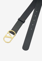 VLogo-Buckle Leather Belt
