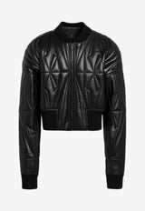 Leather Zip-Up Bomber Jacket