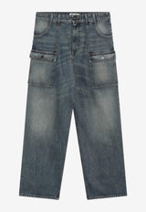 Washed Straight-Leg Jeans