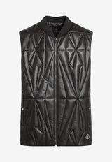 Quilted Leather Zip-Up Vest