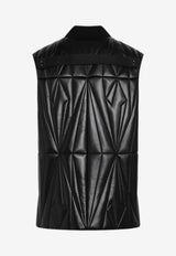 Quilted Leather Zip-Up Vest