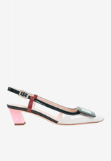 Belle Vivier 45 Lacquered Buckle Slingback Pumps
