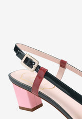 Belle Vivier 45 Lacquered Buckle Slingback Pumps