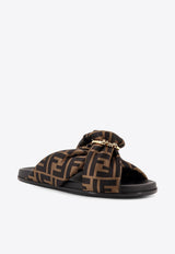 Fendi Feel FF Monogram Satin Flat Sandals Brown 8X8645AE7SF0R7V_TABACCO NERO_42821631
