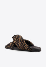 Fendi Feel FF Monogram Satin Flat Sandals Brown 8X8645AE7SF0R7V_TABACCO NERO_42821631