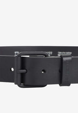 Script Buckled Leather Belt
