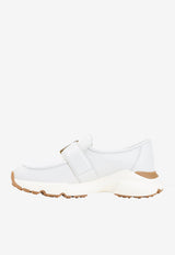 Low-Top Leather Sneakers with Buckle