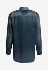 Golden Goose DB Washed Denim Shirt with Double-Stars Blue GWP02525P00240650100_4c46b883-82ba-42a1-8af8-435420337eff
