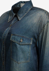 Golden Goose DB Washed Denim Shirt with Double-Stars Blue GWP02525P00240650100_4c46b883-82ba-42a1-8af8-435420337eff