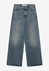 Washed Wide-Leg Jeans