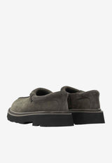 Crocodile-Embossed Suede Loafers