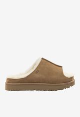 Suede Slippers with Embossed-Logo