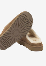 Suede Slippers with Embossed-Logo
