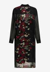 Floral Sheer Midi Shirt Dress