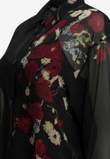 Floral Sheer Midi Shirt Dress