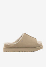 Suede Slippers with Embossed-Logo