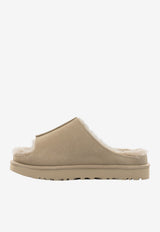 Suede Slippers with Embossed-Logo
