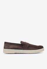 Logo Stamped Suede Loafers