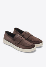 Logo Stamped Suede Loafers