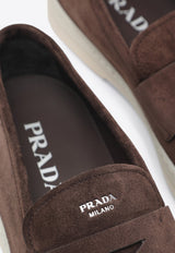 Logo Stamped Suede Loafers