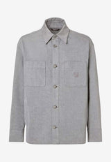 Fendi FF Embroidered Buttoned Shirt Gray FW1410AW1AF0RTU_Grey_42821601