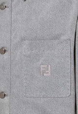 Fendi FF Embroidered Buttoned Shirt Gray FW1410AW1AF0RTU_Grey_42821601
