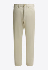 Buttoned Straight-Leg Pants
