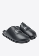 Logo Label Leather Flat Mules