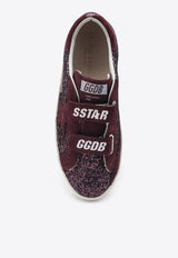 Golden Goose DB Old School Sequined Low-Top Sneakers Burgundy GTF00111F008033/S_GOLDE-40151