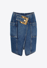 Balmain Belted Mini Denim Skirt Blue GF1LBB28DG08/S_BALMA-6EX