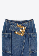 Balmain Belted Mini Denim Skirt Blue GF1LBB28DG08/S_BALMA-6EX