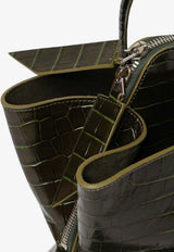 Medium La Passeggiata Croc-Embossed Leather Tote Bag