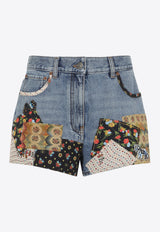 Patchwork Jeans with Embroidered-Beads